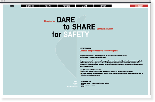 dare to share for safety congres mettrop grafische vormgeving