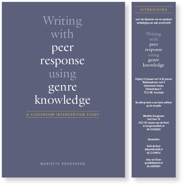 writing with peer response using genre knowledge - mariëtte hoogeveen mettrop grafische vormgeving